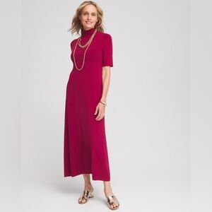 Brand new Chico’s Mock Neck Solid Berry Compote Dress size 4. Too big for me